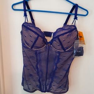 Navy lace Basque/bodice